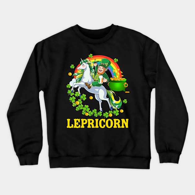 Lepricorn Leprechaun Unicorn T shirt St Patricks Day Girls Crewneck Sweatshirt by webster